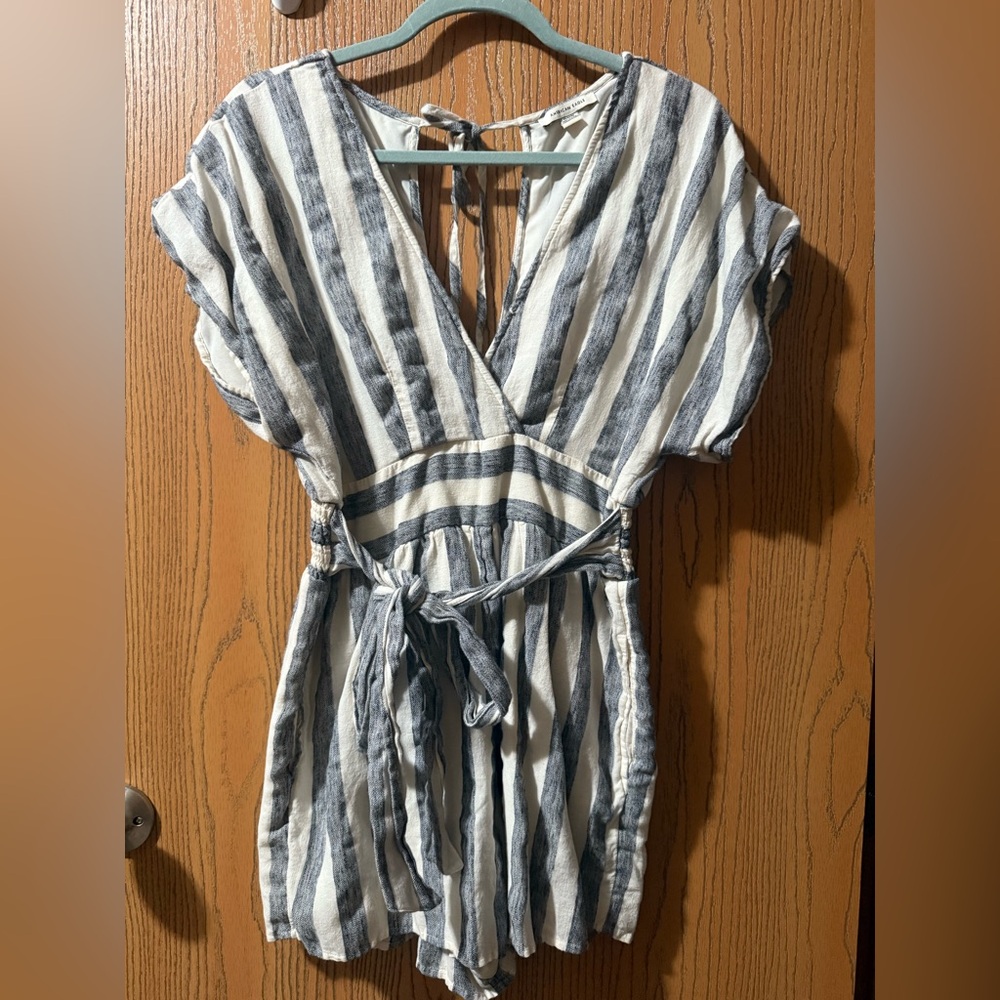 American Eagle Outfitters Striped Jumpsuit - Blue and White